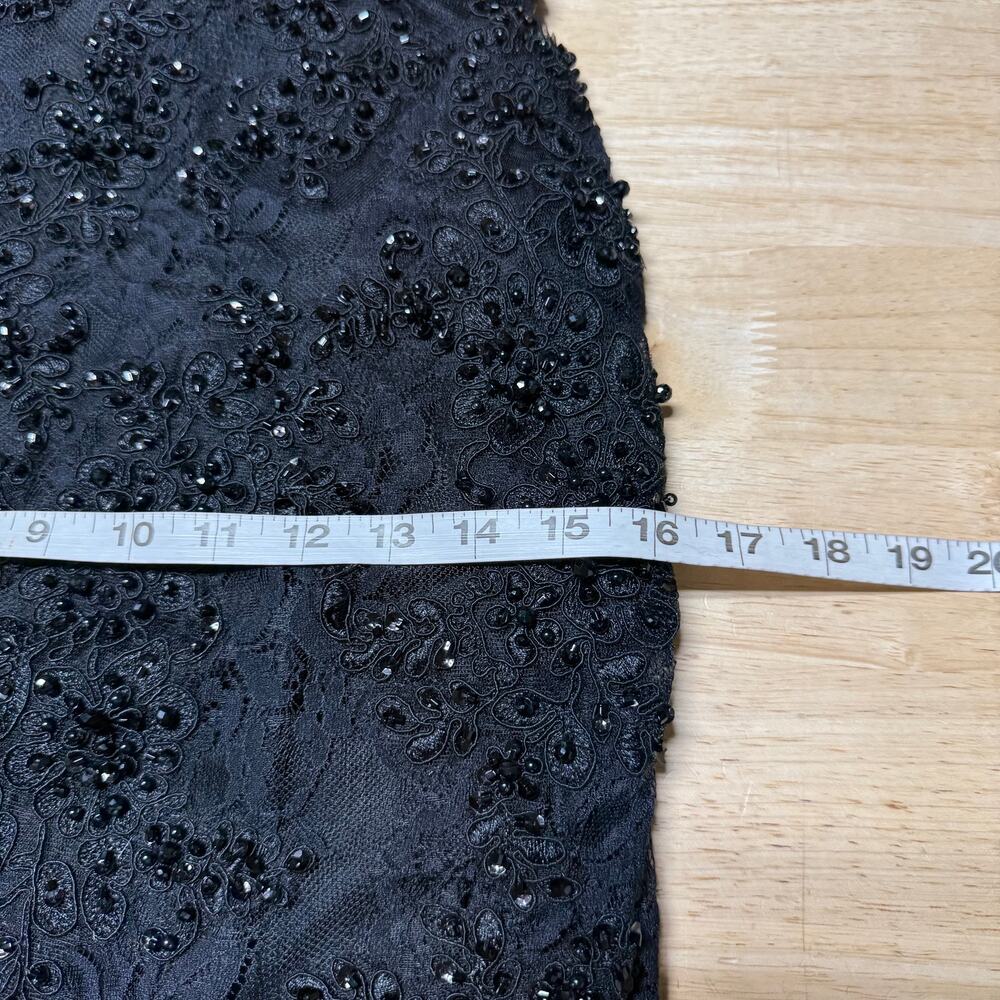 Mac Duggal NWT Illusion Corset Beaded Floral Black One Shoulder Dress Size 2 - Picture 9 of 10